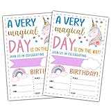 Rainbow Unicorn Birthday Party Invitations, Colorful Pony Balloon Birthday Invitations For Boys Girl