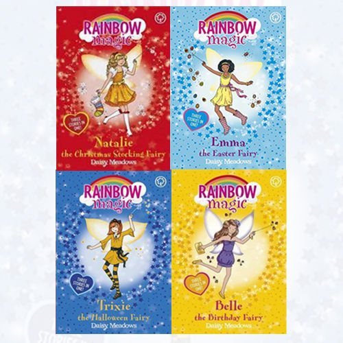Daisy Meadows Rainbow Magic Collection Special Fairy 4 Books Set (Belle The Birthday Fairy,Emma The Easter Fairy,Natalie The Christmas Stocking Fairy,Trixie The Halloween Fairy)
