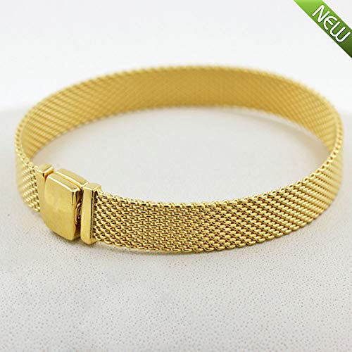 PANDOCCI 2018 Herbst Gelbgold Reflexionen Frauen 925 Silber Armbänder DIY Passt für Ursprüngliche Pandora Armbänder Charme Modeschmuck (18CM)