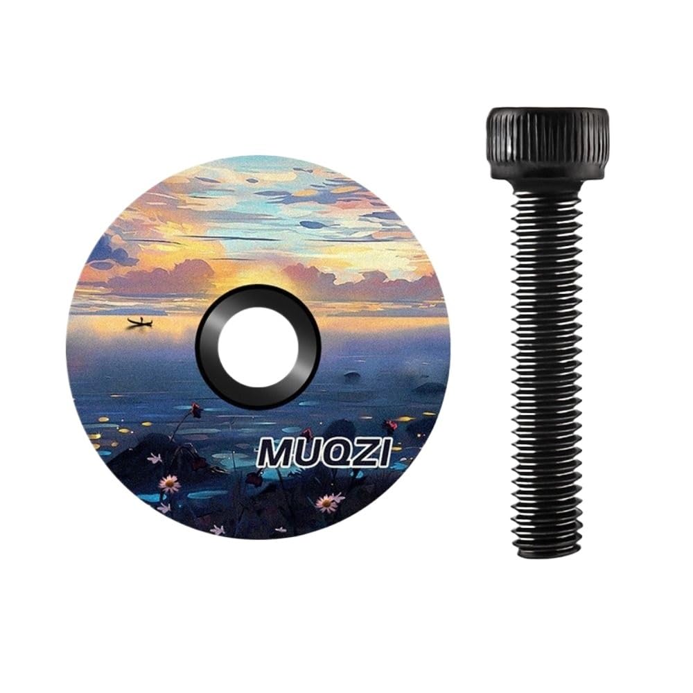 Wanhaoaony Sunset Headset Bearings Stem Cap Bicycle Bowl Cover 28.6Mm 1 1/8" Aluminum Alloy Bicycle Stem Top Cap Ultra-Light Colorful Fork Tube Headset Cap Mtb Headset (Color : )