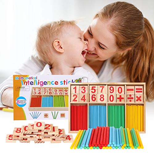 camelize Montessori mathematisches Spielzeug Holz,Rechenstäbchen,Zahlenlernspiel, Pädagogisches Mathe-Spielzeug für Kinder 3 4 5 – Bild 8