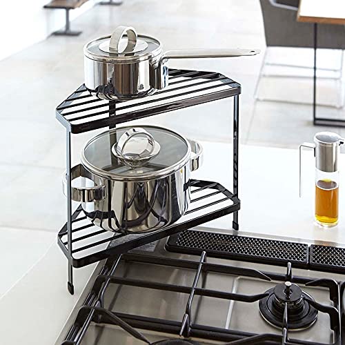 yafuren T & RIANGLESTORAGE rek keuken einde wiel 2-laags pot rek opslag regenrek, keuken organisator (kleur : White L) - Image 3