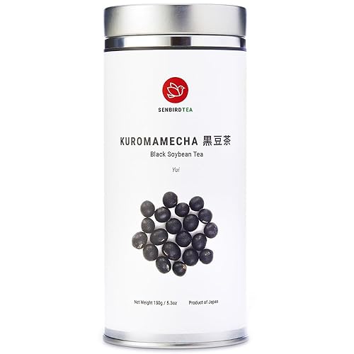 Senbird Kuromamecha orgánica té japonés de soja negra de Hokkaido Japón té Kuromame de hojas sueltas en lata de té hermética 53 oz150 g