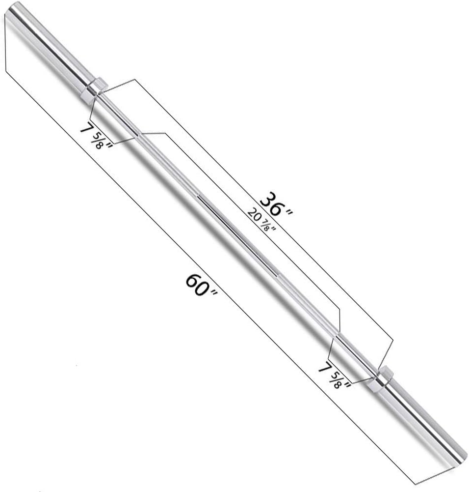 5Ft/6Ft/7Ft Olympic Barbell Weight Set 2 inch Bar Standard Weightlifting Bench Press Bar with 2 Clamps - Straight Bar Strength Training Bar, Barbell Bar Strength Home Gym Fitness Equipment