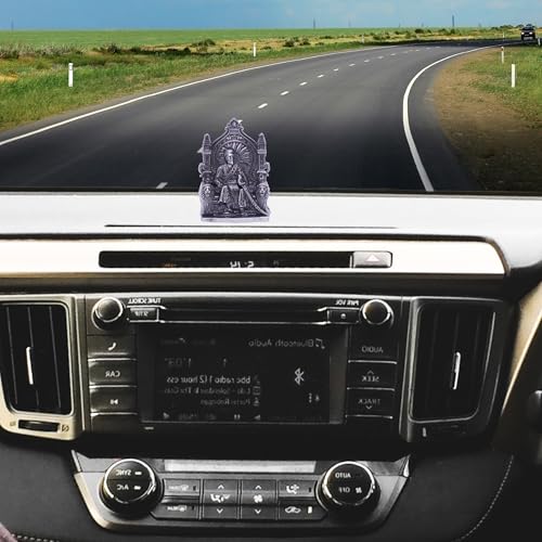 Image of anciently Chhatrapati Shivaji Maharaj Statue for Car Dashboard | Shivaji Maharaj Murti for Car Dashboard, Metal, 1 Piece (Silver Colour)