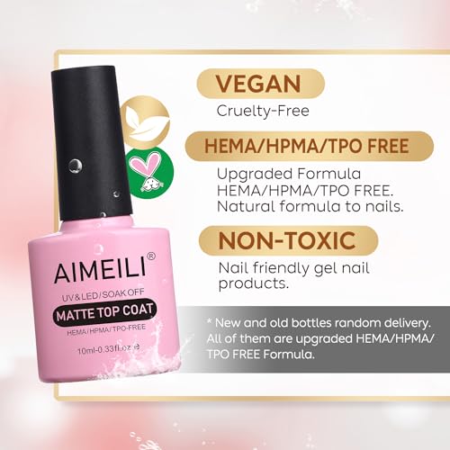 AIMEILI No Wipe Matte Top Coat Gel Nail Polish Soak Off UV LED Nail Gel Varnish Manicure 10ml - Image 3