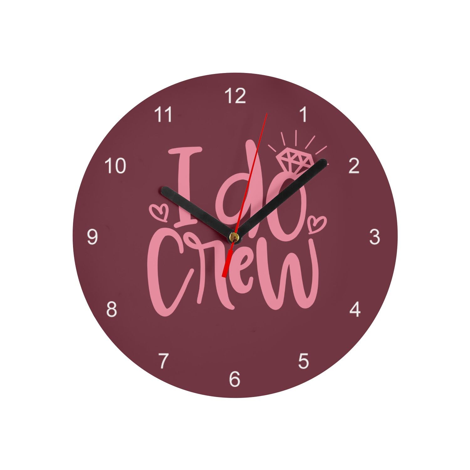 Horloge murale en verre I Do Crew rouge pour décoration de buffet de mariage