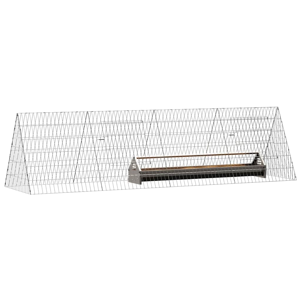 Jaula para pollos de acero galvanizado, 215 x 55 x 55 cm, resistente a la intemperie con protección, parque para gallinas, conejos, cobayas, rueda libre modular, pajarera plateada