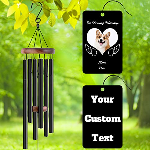Image of Personalized Custom Wind Chimes Memorial Gift for Loss of Loved One Mother Dad Mom Dog Pets Customized Outdoor Sympathy Wind Chimes with Photo Text
