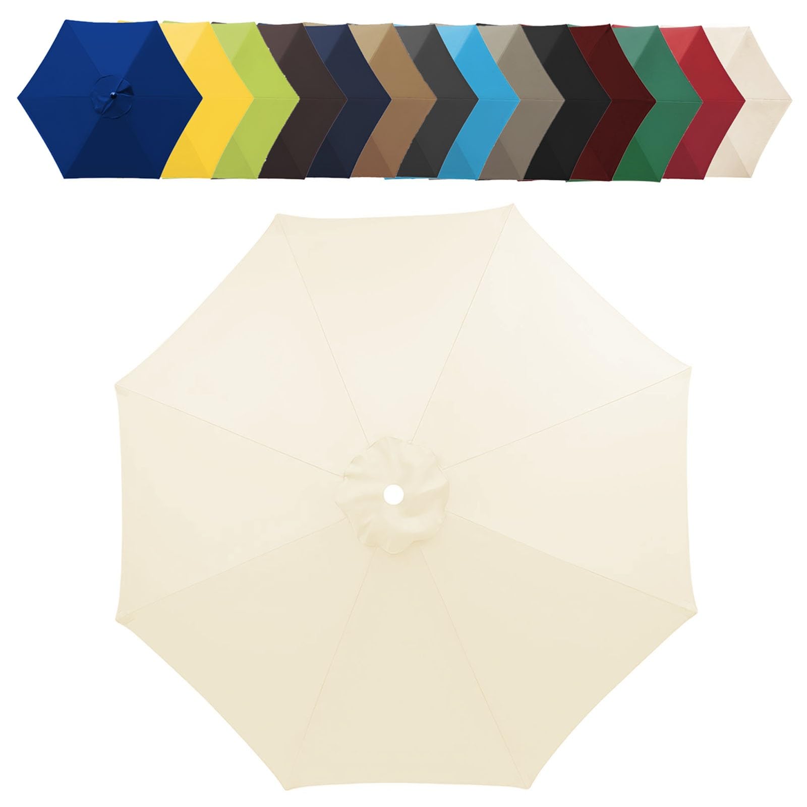 GZDXBF 200/270/300cm Patio Umbrella Replacement Canopy｜6/8 Ribs Patio Umbrella Replacement Cloth｜Garden Parasol Canopy Cover｜Anti-Ultraviolet/Waterproof/Washable/Breathable(White,8 ribs-2.7m(8.8ft))