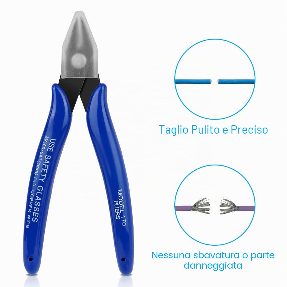 Ainiv Pinza da Taglio Diagonale, 1pz Pinze per Taglierine di Precisione, Pinza elettricista, Spellafili e Tagliafili, Multifunzionale Tronchesi a Filo per Artigianato Creazione Gioielli, Blu
