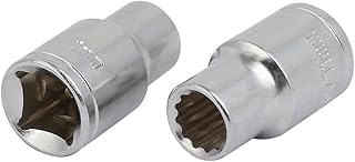 Aexit 1/2-inch Square Hand Operated Tools Drive 11mm 12-Point Shallow Impact Socket Silver Tone 2pcs Model:57as41qo411