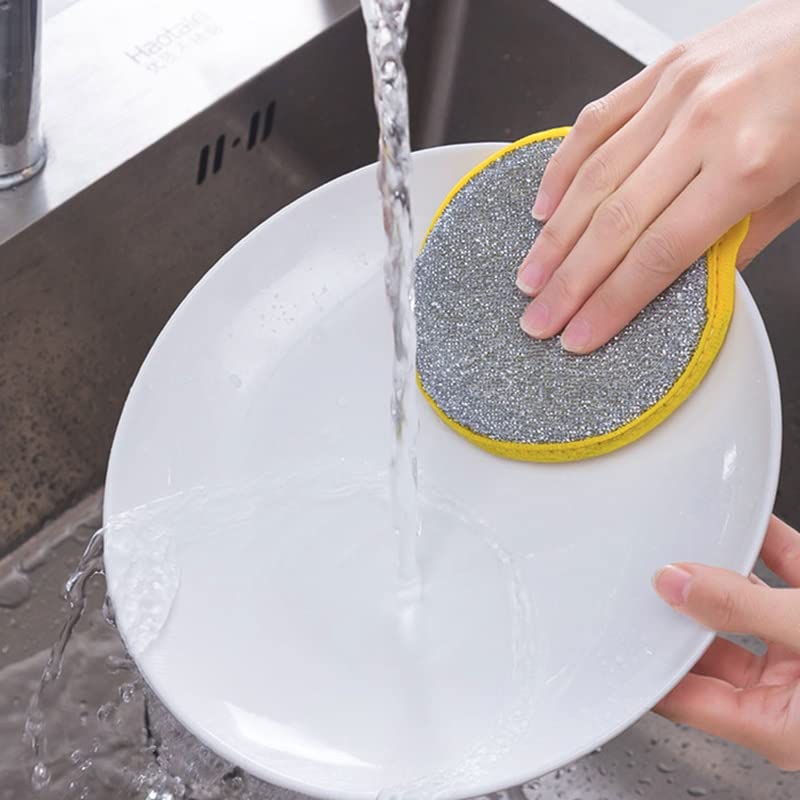 Magic Providers 2 in 1 Stainless Steel with Sponges Scrubber - Pack of 6 | Double Side Dishwashing Scrub for Pots & Pans | Kitchens | Bathroom | Tableware Dish | Tough Cleaning 1