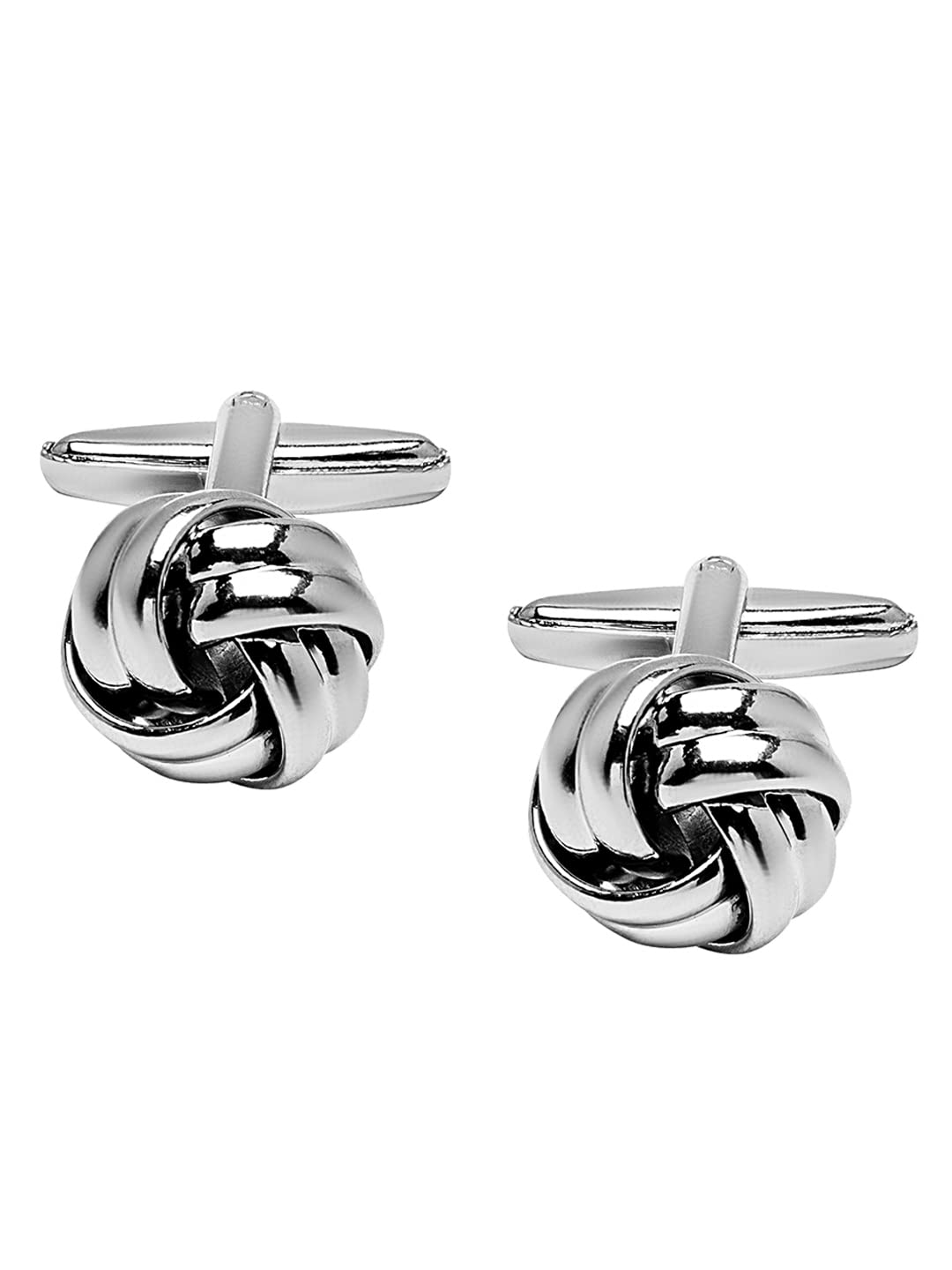 shining jewel - by shivansh Shining Jewel Elegant Fancy and Designer Silver Plated Cufflinks for Men - Classic Knot Design (SJ_7122)-picture-26