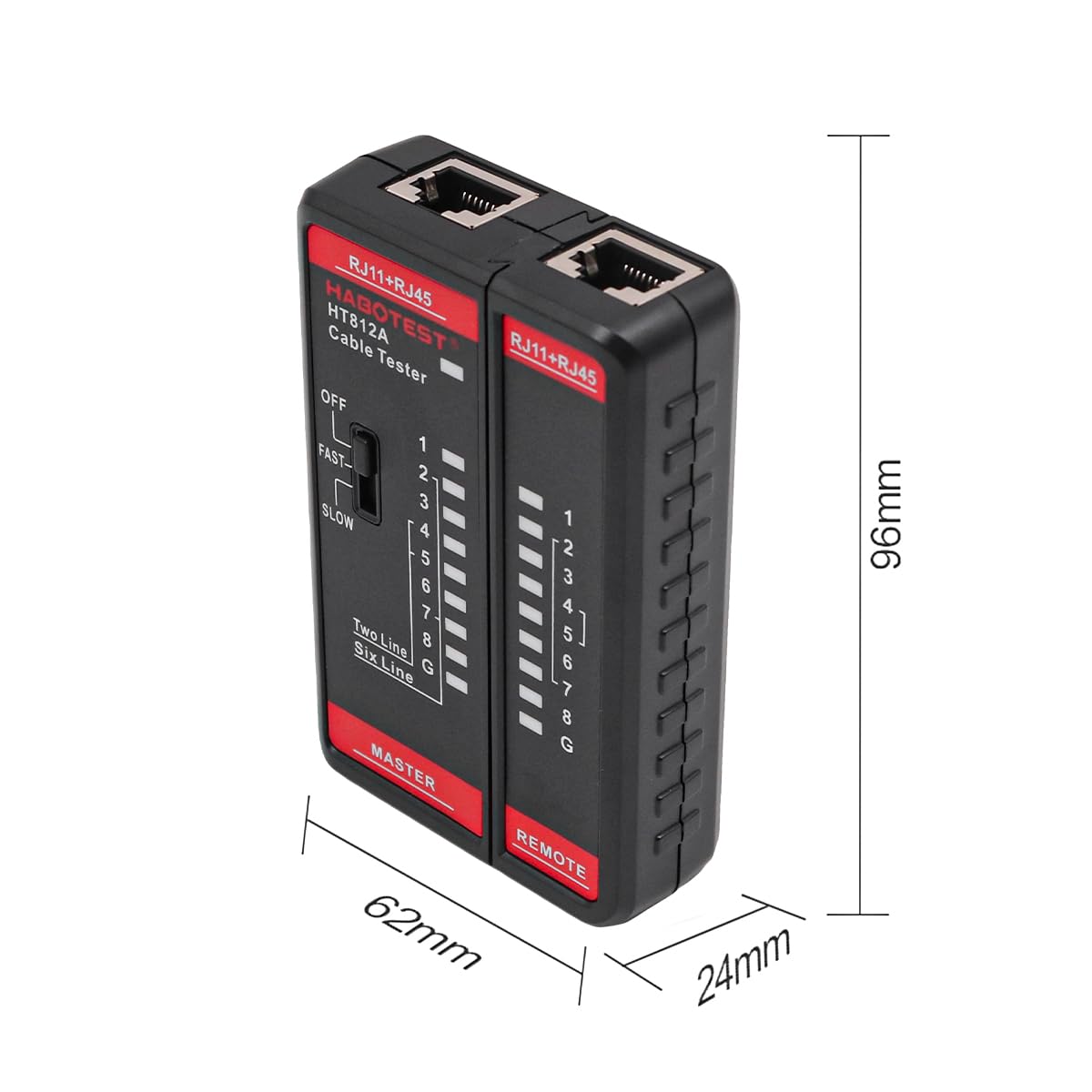 Tester per Cavi di Rete Rilevatore Passante per Cavi di Rete Telefonica con Testina di Cristallo 2 in 1 per Cavo LAN 8P/6P/4P/2P E Cavo Telefonico Rj11 E Rj45