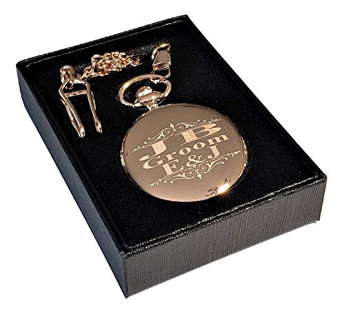 5 Custom Engraved Pocket Watches, Gift Boxes Included, Stainless Chains, Engraving Included. Wedding Vintage Style Groomsmen, Best Man Gift Sets (Silver) #TOP4