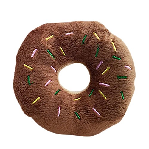 Cupcinu Juguete de Peluche para Mascotas Donut Juguete con Sonido para Perros Gato Cachorro Size 13CM (Marrón) Cover