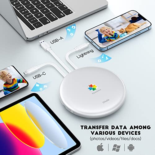 iDiskk 【Aufrüstung】 MFi-zertifizierte 2TB Externe Festplatte für iPhone, Ei 3 in 1 Kabel iPhone HDD Fotostick für iPad Arbeiten mit USB-C neues iPad Pro, iPhone Speicher für Mac PC Android Telefone. – Bild 5