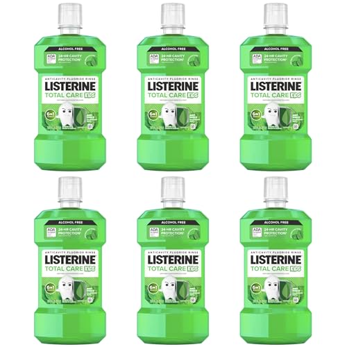 Image of Listerine Smart Rinse Kids Alcohol-Free Anticavity Sodium Fluoride Mouthwash, ADA Accepted Oral Rinse for Dental Cavity Protection, Mint Shield Flavor for Children's Oral Care, 500 mL (Pack of 6)