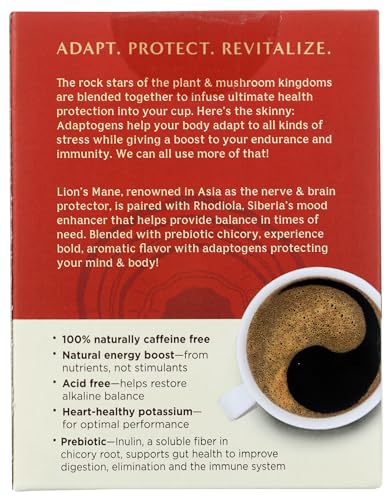 Teeccino Caffeine-Free Mushroom Adaptogenic Herbal Tea - Lion’s Mane Rhodiola Tea - Rose, 3x More Herbs than Regular Teas, Lightly Sweet from Dates & Figs, Chicory Prebiotic - 10 Tea Bags - Image 3