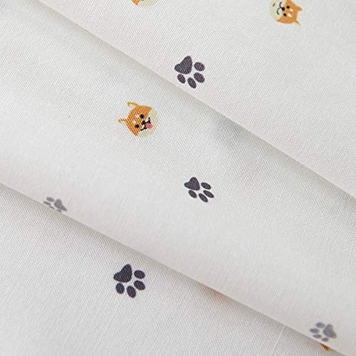 COTTONVILL 20COUNT Cotton Print Quilting Fabric (3yard, 02-09-Shibe Dog-Ivory)