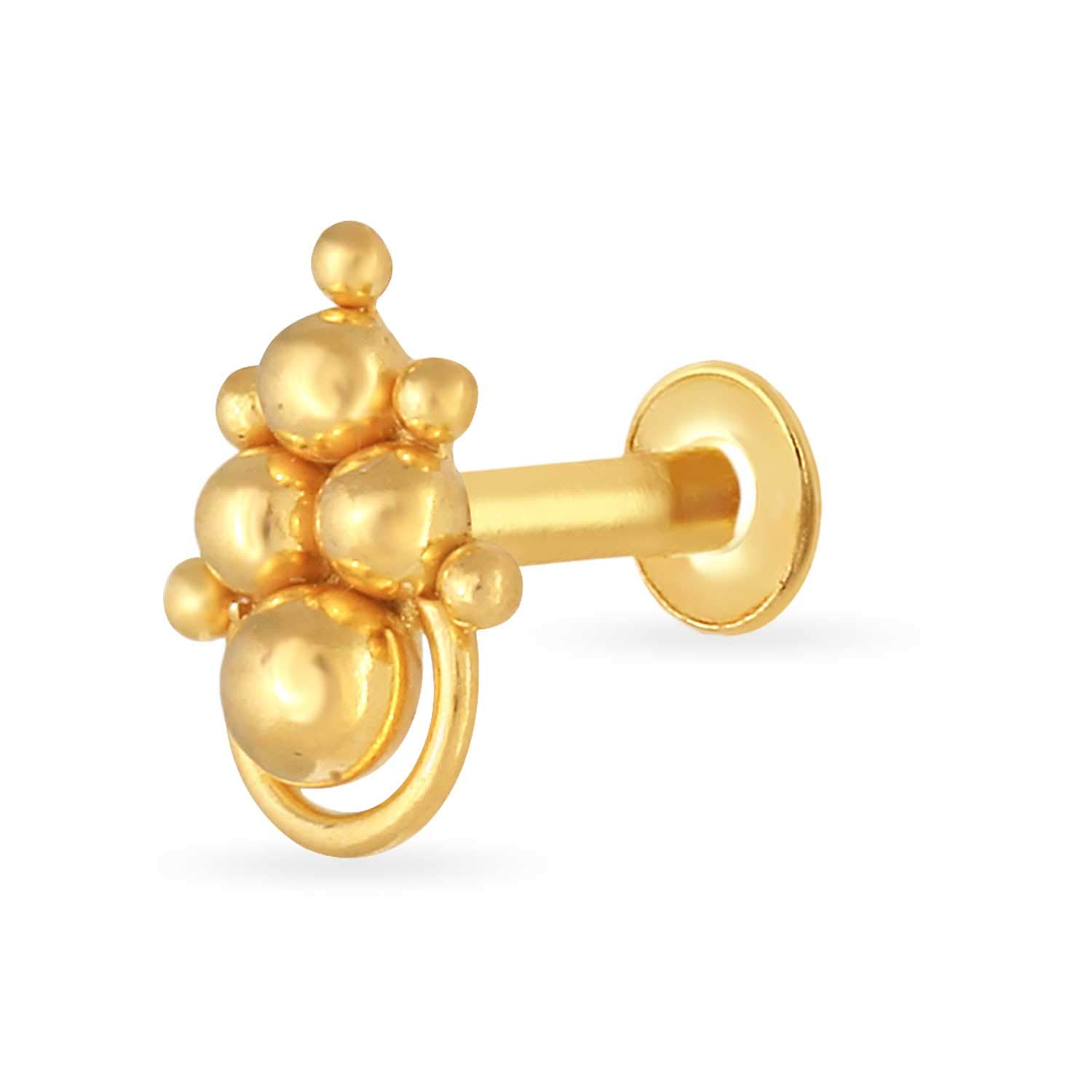 Yellow Gold Nose Pin for Women 22 k | 22k BIS Hallmark (916) Nose Stud for Women and Girls with Piercing