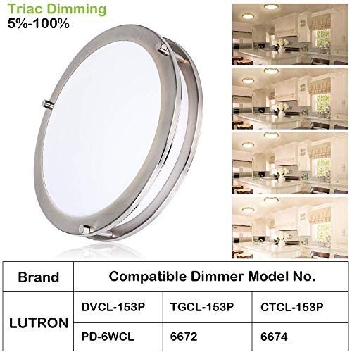 10 Inch Flush Mount Led Ceiling Light Fixture, 17W [120W Equiv] 1100Lm, 2700K/3000K/3500K/4000K/5000K Adjustable Ceiling Lights, Brushed Nickel Saturn Dimmable Lighting For Hallway Bathroom - 2 Pack #TOP5