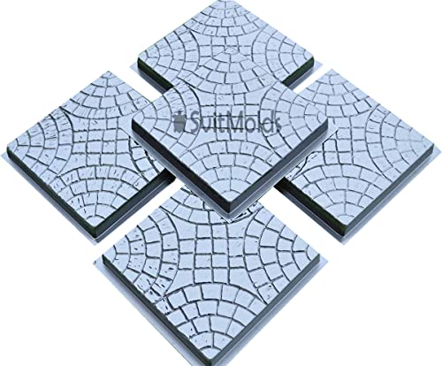 SvitMolds 5 pcs PLASTIK MOLDS Casting Concrete Paving Garden Paths Pavement Stone Patio #S50