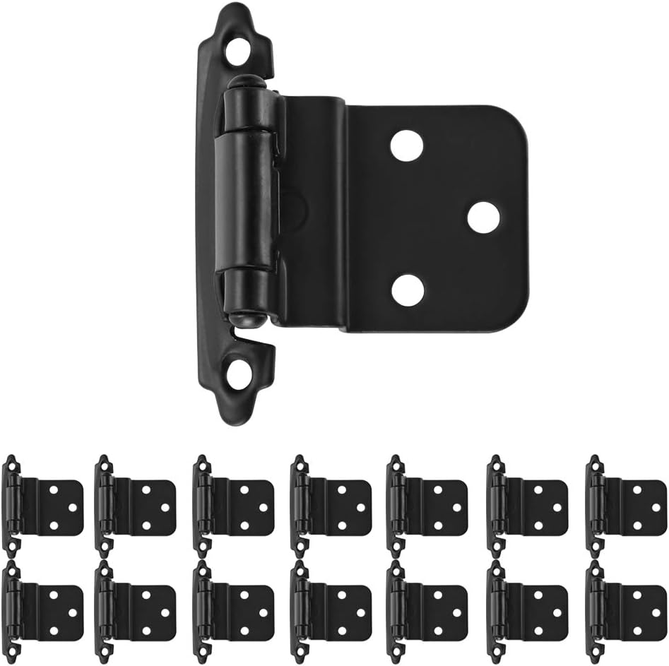 JQK 3/8 Inch Inset Door Hinges, Hinge, 20 Pack Matte Black, CH201BKP20, Hinges