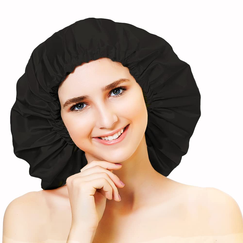 Extra Large Adjustable Double Layer Satin Hair Bonnets with Drawstring for Women Night Sleeping Long Silky Satin