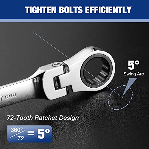 Image of WORKPRO 8-piece Ratcheting Combination Wrench Set, Metric & Polished