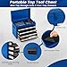 Goplus Rolling Tool Chest, 5-Drawer Tool Box Organizer w/Lockable Wheels & Sliding Drawers & Detachable Top & Adjustable Shelf, Tool Storage Cabinet for Garage Workshop (Blue)