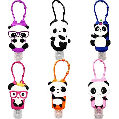 Ulife Mall Panda Travel Keychain Bottles Set (6 Pack), 30 ml Leak Proof Refillable Empty Bottles Hand Sanitiser Holders Portable Travel Containers Perfect for School, Travel, Outdoor, Camping Cover