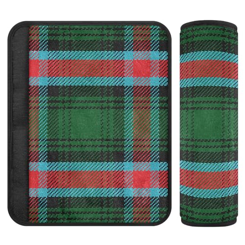 Image of Seat Belt Cover Pad 2 Pcs Soft Seat Strap Cover Cute Protector Support Head Neck Shoulder for Car Seats High Chair Backpack (10x7.7in) Plaid