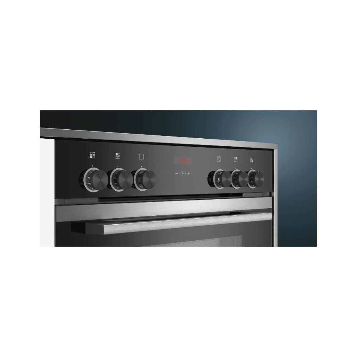 Siemens EQ211KB10 iQ300 Herd-Glaskeramik-Kochfeld-Kombination (herdgesteuert), Schnellaufheizung, 3D-Heißluft Plus Backen auf 3 Ebenen, Backwagen, 59,4 cm breit