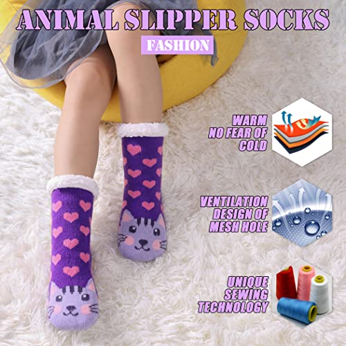 TRUEHAN Kids Girls Boys Slipper Socks Soft Thick Cozy Fuzzy Animal Anti-Slip Winter Thermal Christmas Socks Indoor2