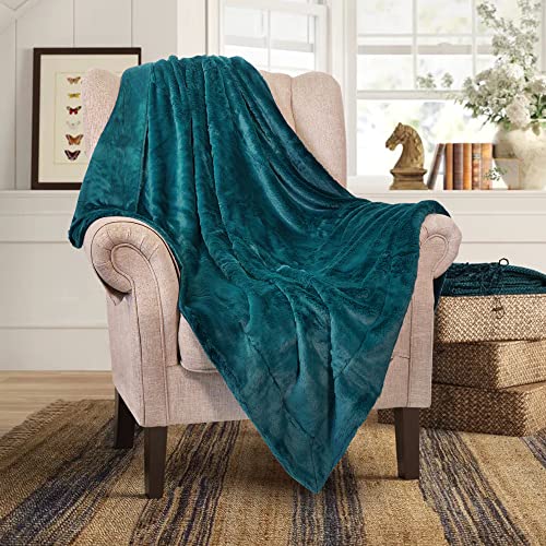 Bytide Faux Fur Plush Throw Blankets, Solid Color Decorative Soft Cozy Fluffy Fuzzy Warm Luxury Throw For Couch Sofa Chair Bed Cover, Bedroom Living Room Outdoor Blankets, 50 X 60 In, Dark Teal #TOP1