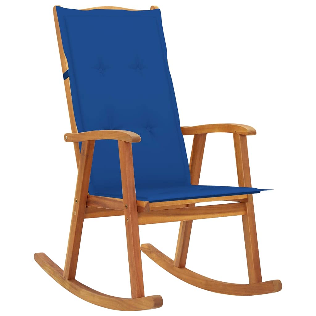 lite drewno akacjowe bujany fotel z poduszką na patio brąz 120 x 50 x 3 cm