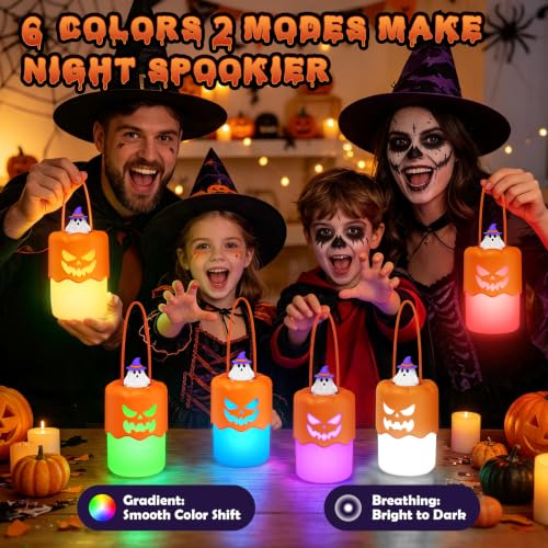 Rechargeable Halloween Pumpkin Lantern Lights LED JackoLantern with Lanyard - Image 4