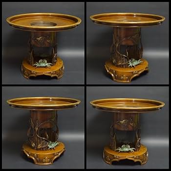 Amazon.co.jp: 幕末期坂府鋳工中尾宗貞作古銅金工細工立体『波