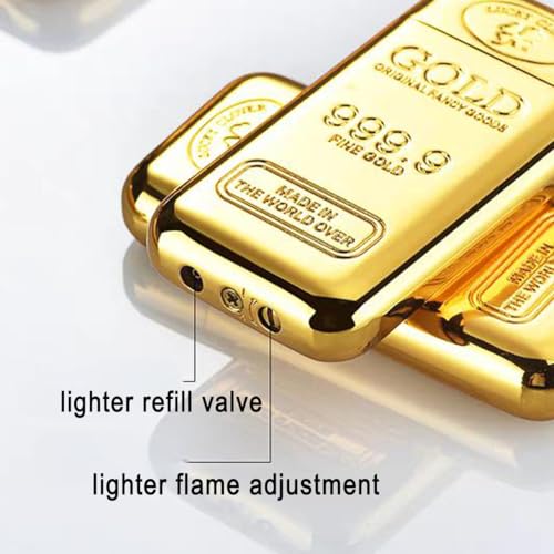 Encendedor Gold Bar metálico con llama azul y recargable miniatura 4