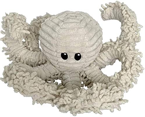 petlou Durable Natural Nubby Plush Dog Toys with Squeaker and Crinkle Paper in Multi-Size (Natural Octopus -M, 14 Inch) image 2