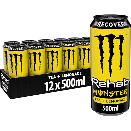 Monster Rehab Lemonade, Bebida Energética - Pack de 12 Latas de 500ml