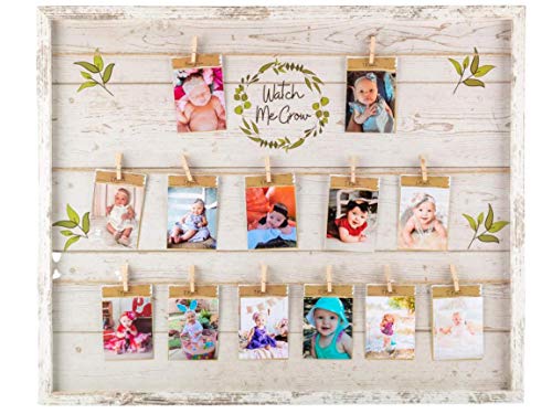 Image of First Year Picture Frame | 12 Month Picture Frame | Watch Me Grow Baby Picture Frame | Baby Milestone Photo Frame | Monthly Baby Pictures | Farmhouse Baby Frame| Babys First Year Picture Frame |