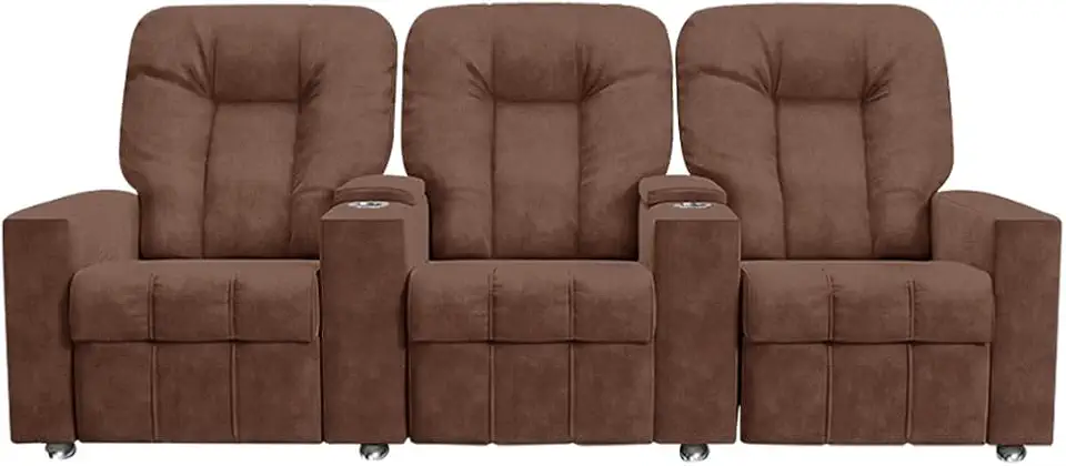 Poltrona Reclinável 3 lugares para Sala de Cinema Romeo F05 Veludo Terracota - Lyam Decor