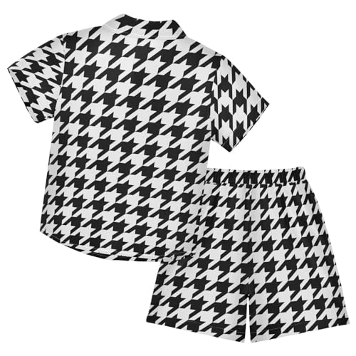 Image of Sunflower Floral Yellow Black Short Sleeve Hawaiian Button Down Shirts and Short Sets for Boys Toddler Summer Outfits