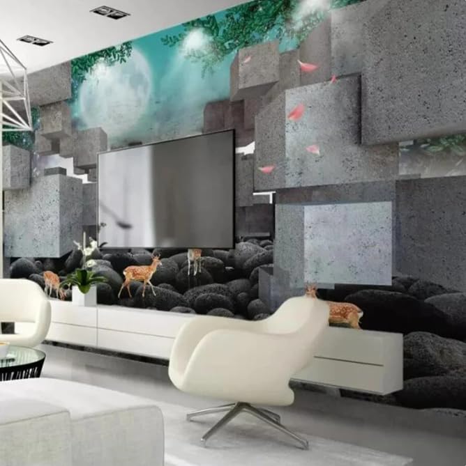 Papier peint 3D grand format 400x280cm cerf sika pour salon - 2
