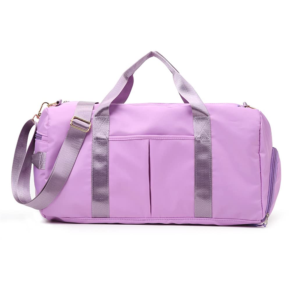 Hixingo Gym Bag with Shoe Compartment and Wet Pocket, Travel Duffle Bag for Men and Women 45L Waterproof Light Weight Sports Bags for Weekender Swimming Football Basketball (45L,Purple)