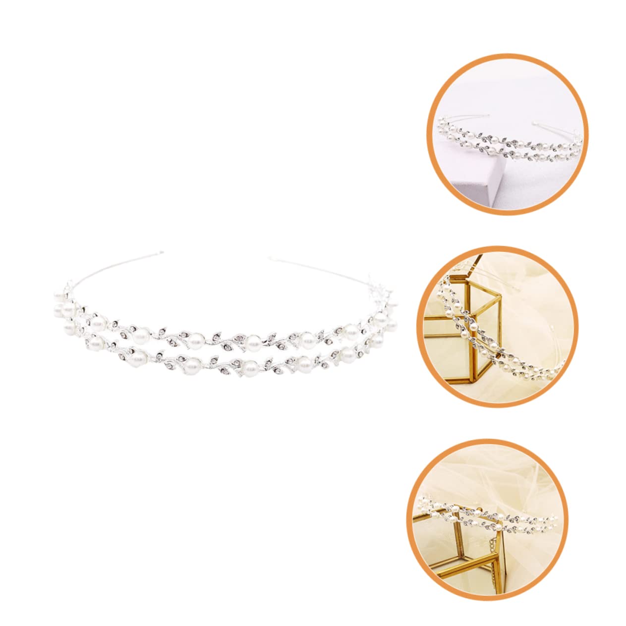 Healeved 5piezas Diadema De Novia De Doble Capa De Rhinestone y Perlas Accesorios De Pelo Para Bodas y Fiestas