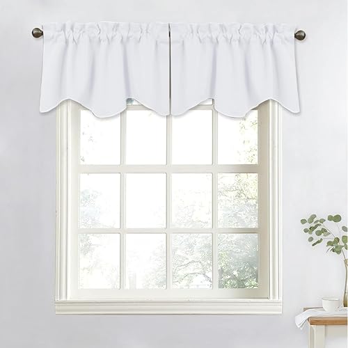 Miniatura 9 de NICETOWN Cortina opaca con cenefa de cocina para ventanas, sala de estar, sótano, estilo granja, oscurecimiento de habitación, cenefa de cortina